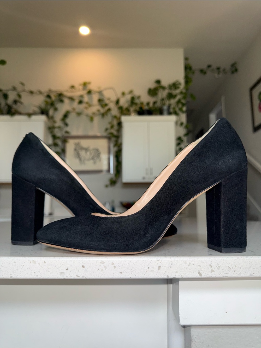 Sam Edelman Black Suede Block Heel Pumps